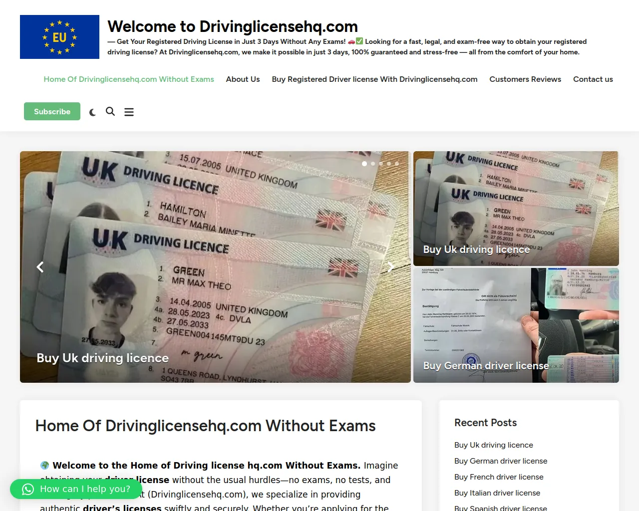 Screenshot of drivinglicensehq.com
