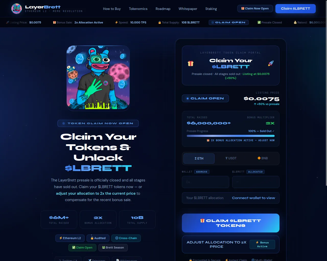 Screenshot of claimbrett.live