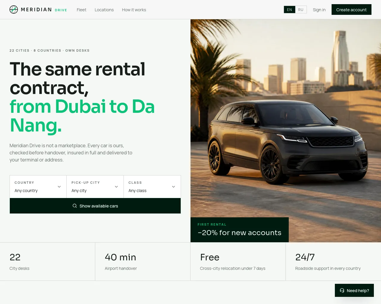 Screenshot of drivemeridian.com