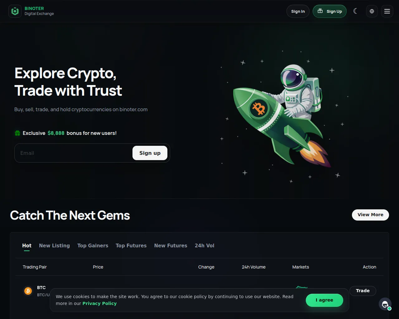 Screenshot of binoter.com