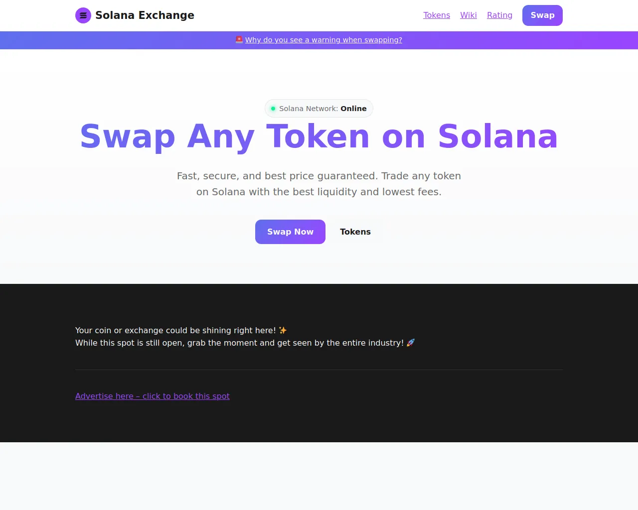 Screenshot of solana-exchange.org