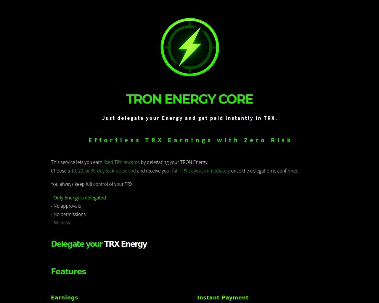 Screenshot of tronenergycore.com