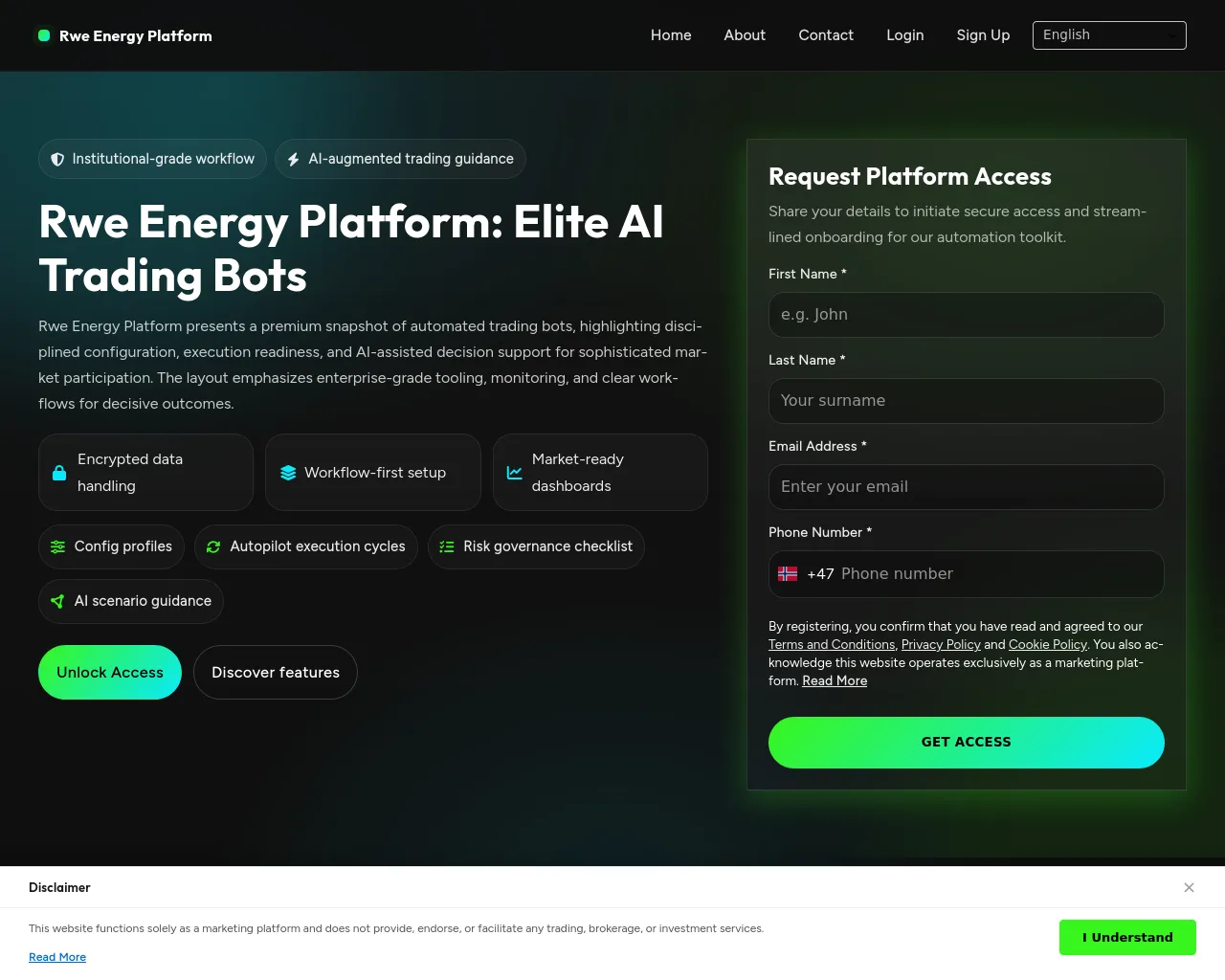 Screenshot of rweenergyplatform.com