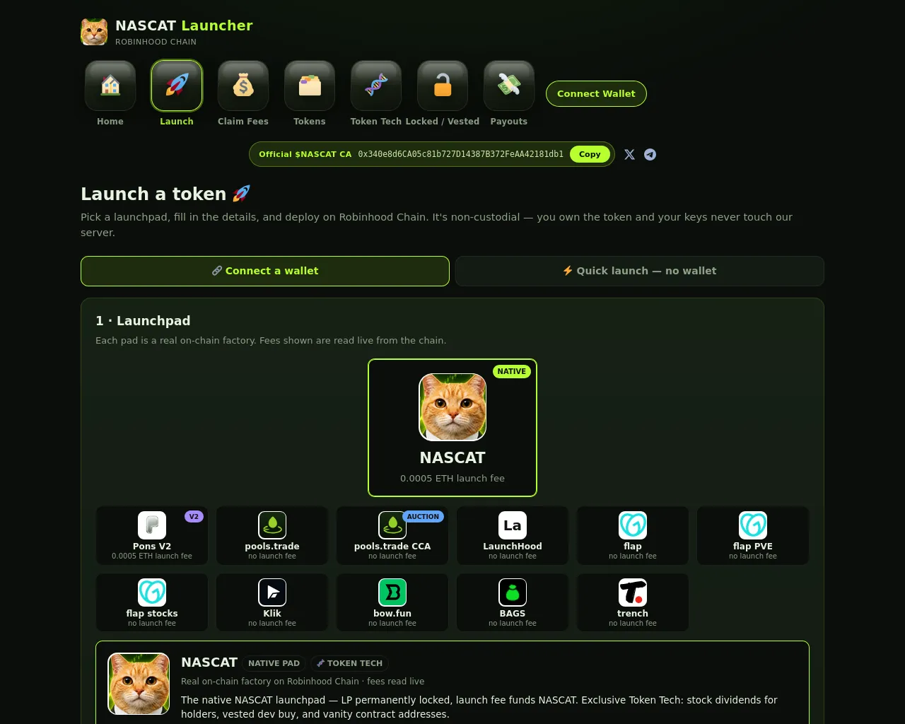 Screenshot of launcher.robinhoodnascat.fun