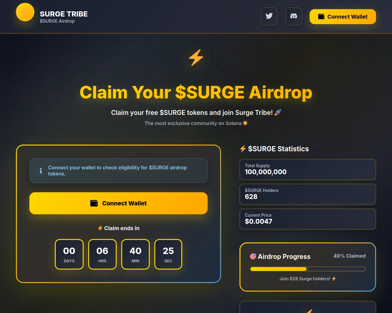 Screenshot of airdrop.surgelab.xyz