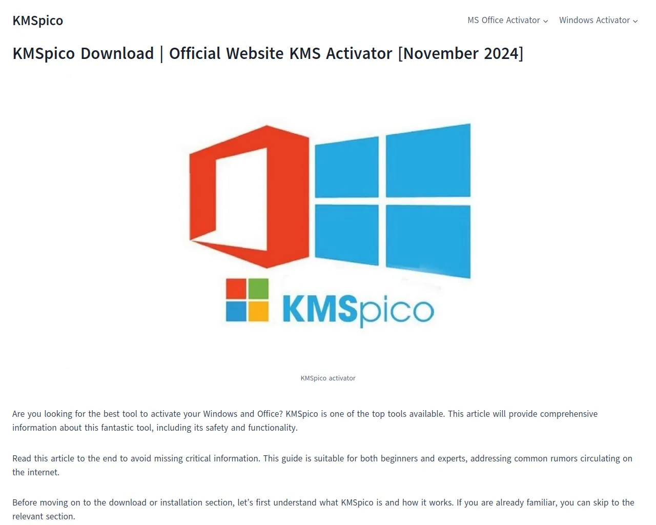 Screenshot of kmspico-official.org