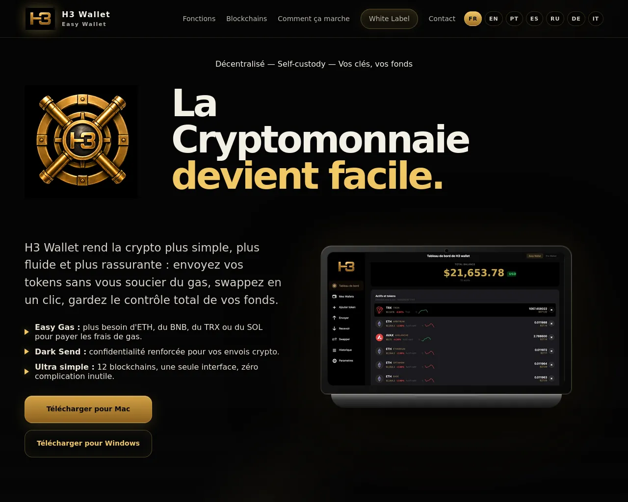 Screenshot of h3-wallet.com