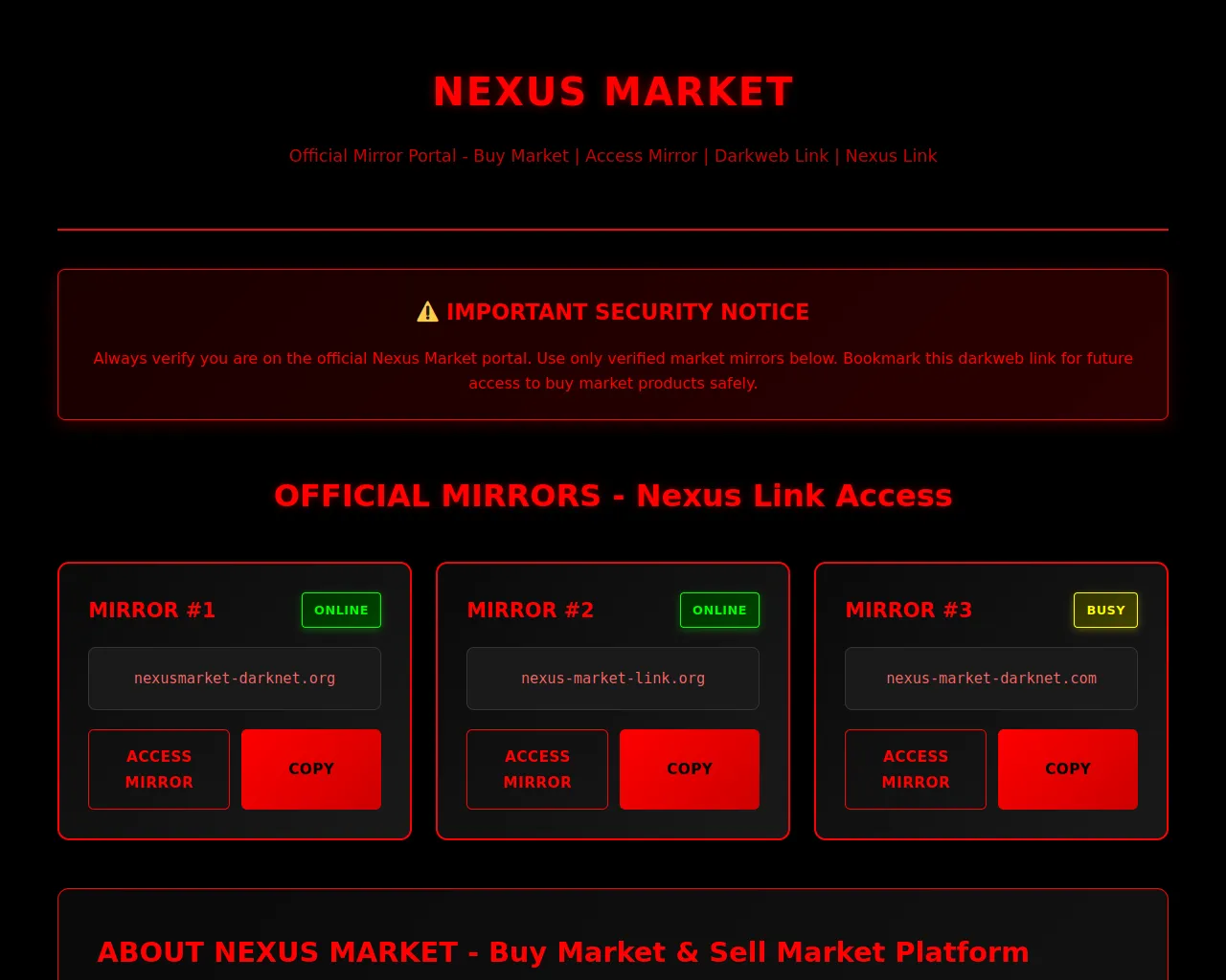 Screenshot of nexusmarket-darknet.org