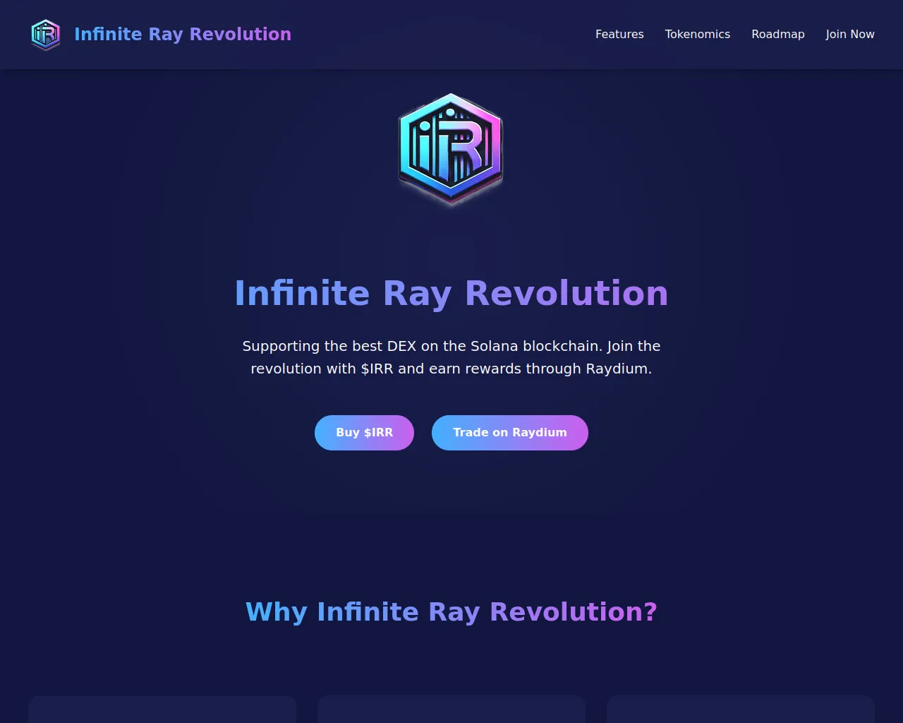 Screenshot of infiniterayrevolution.xyz
