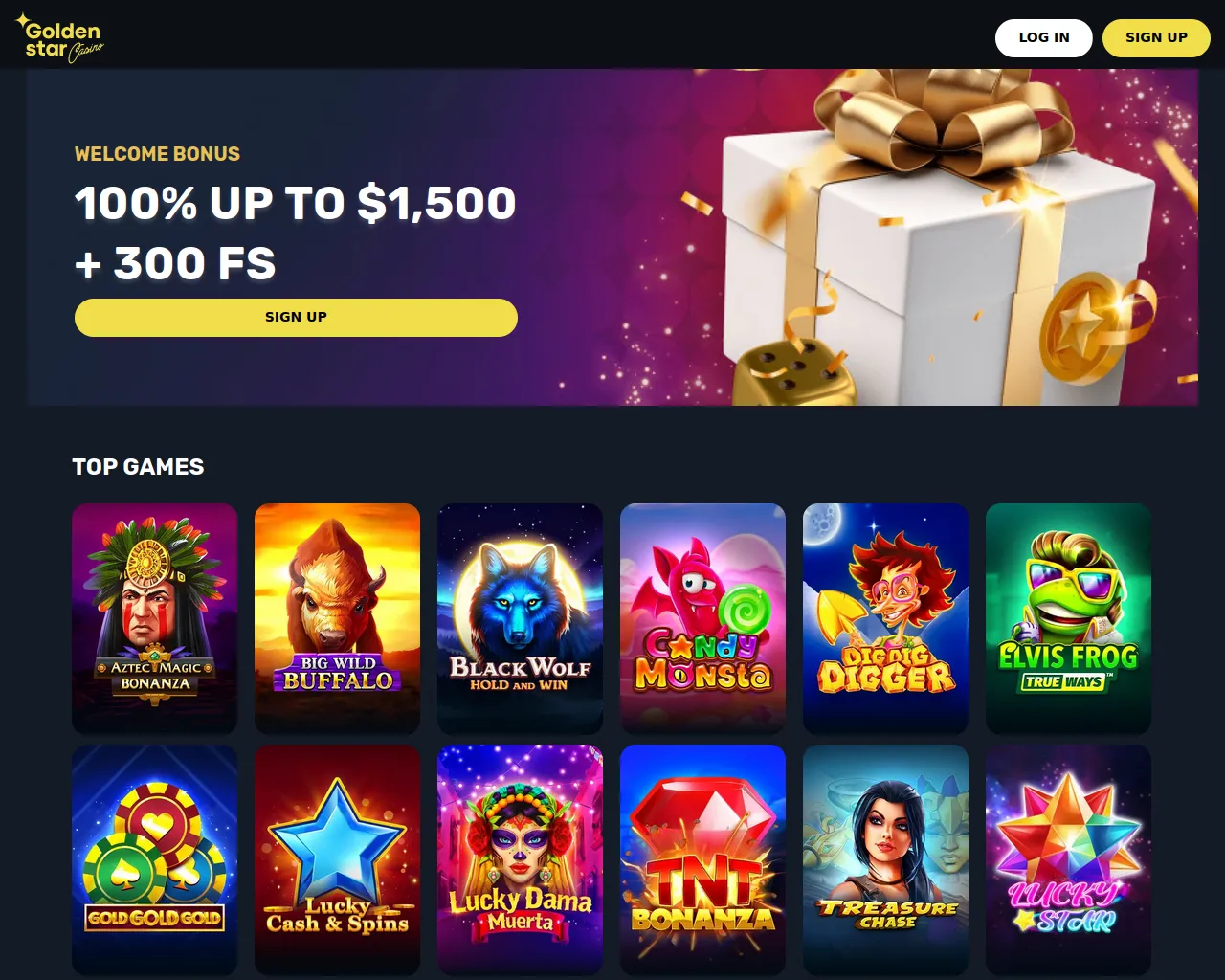 Screenshot of goldenstarcasino2.com