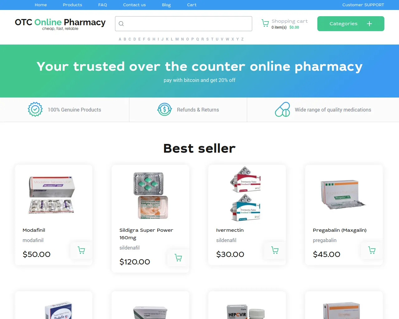 Screenshot of otconlinepharma.com