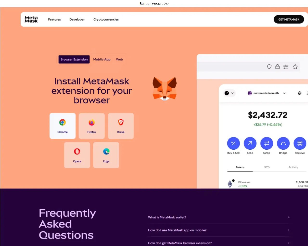 Screenshot of extension-metamask.wixstudio.com