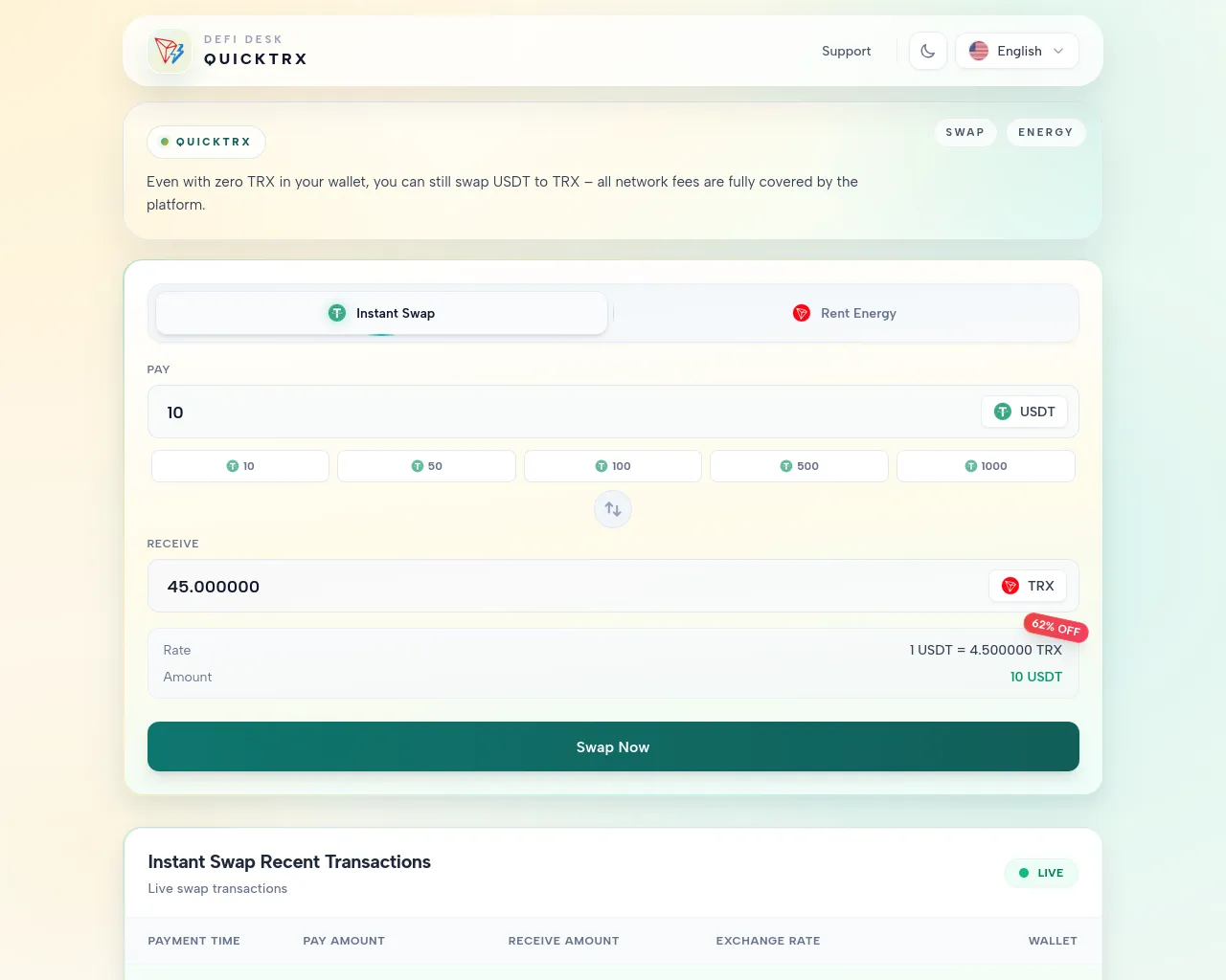 Screenshot of quicktrx.online