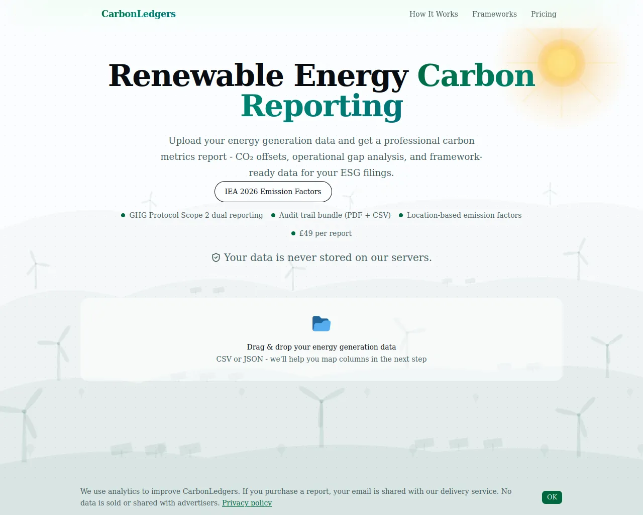 Screenshot of carbon-ledgers.com