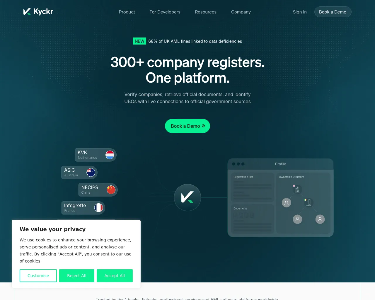 Screenshot of authci.kyckr.com