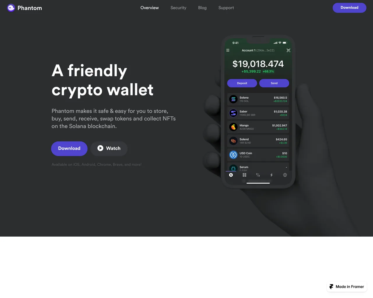 Screenshot of wallet-pantom.framer.ai