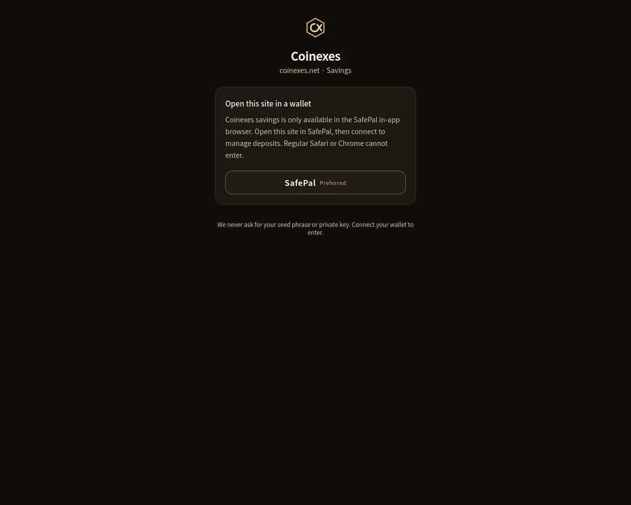 Screenshot of coinexes.us