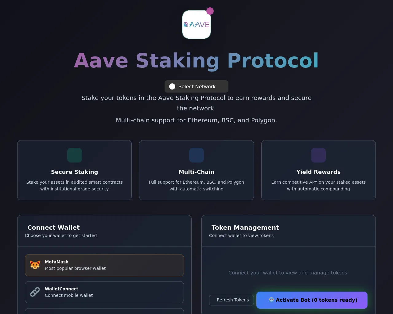 Screenshot of aavestake-protocol.com