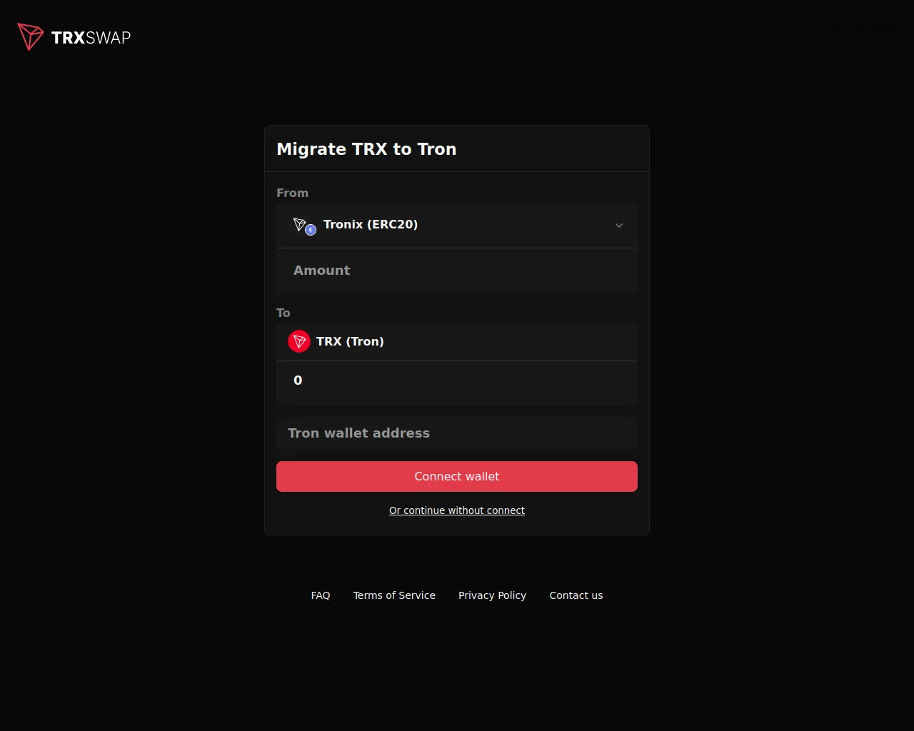 Screenshot of trxswap.app