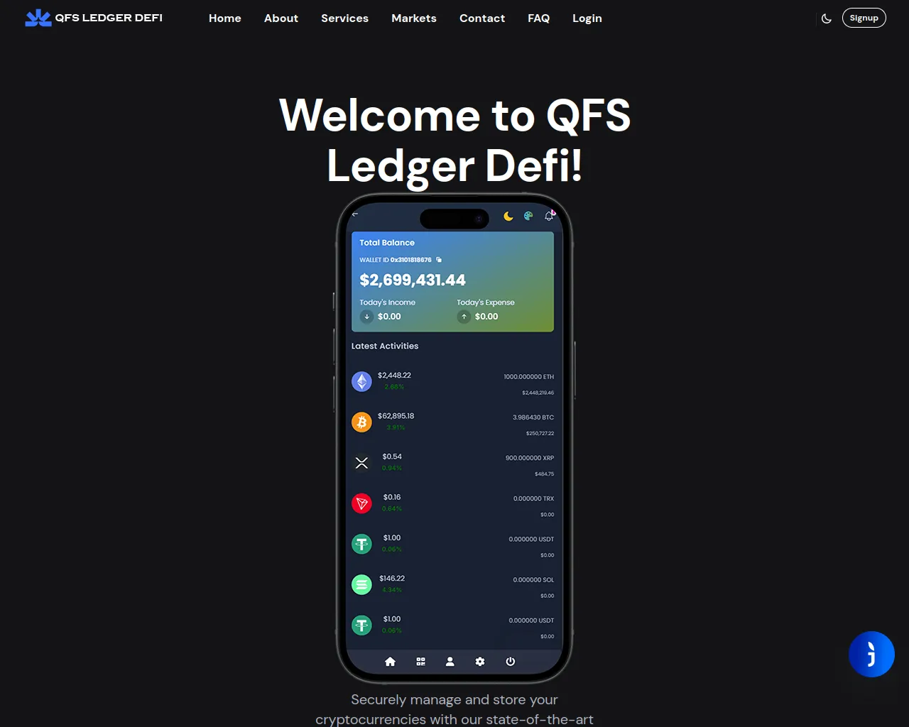 Screenshot of qfsledgerdefi.com