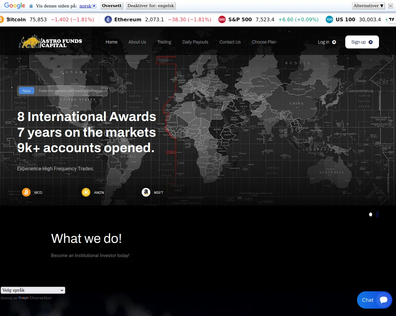 Screenshot of astrofundscapital.com