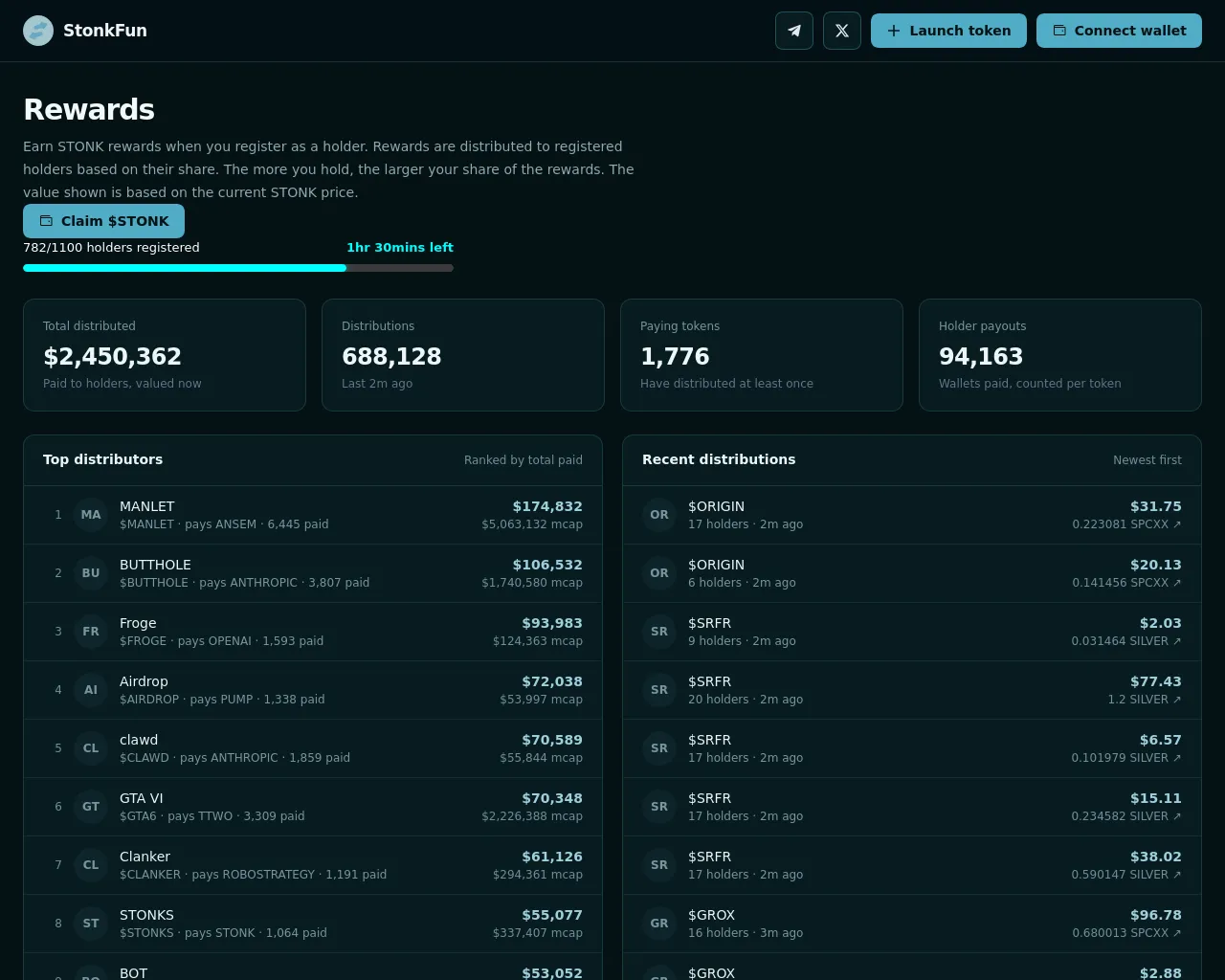 Screenshot of stonkfon.xyz
