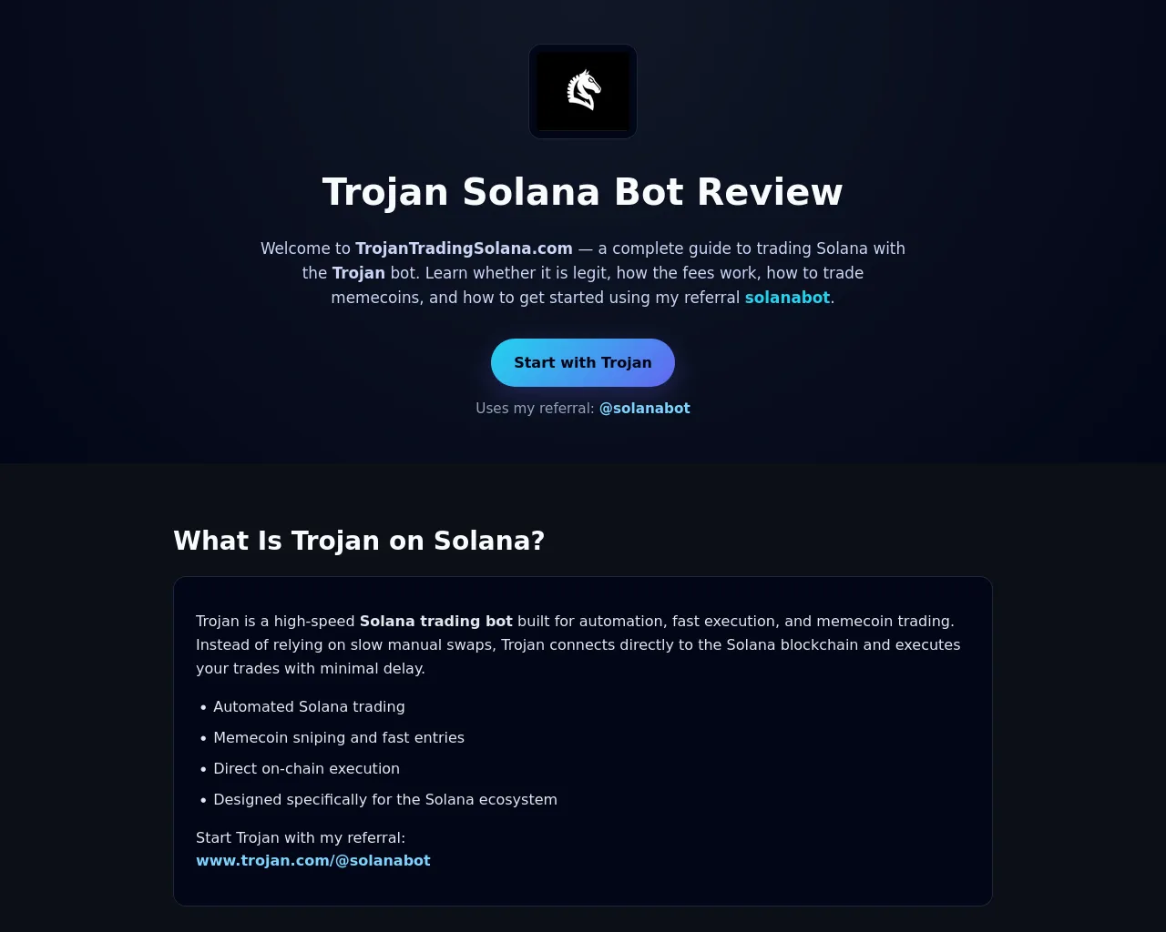Screenshot of trojantradingsolana.com
