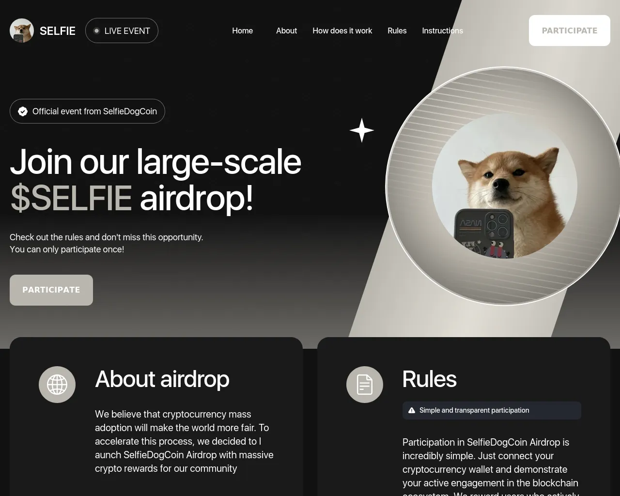 Screenshot of selfiedog.isaashiru.com