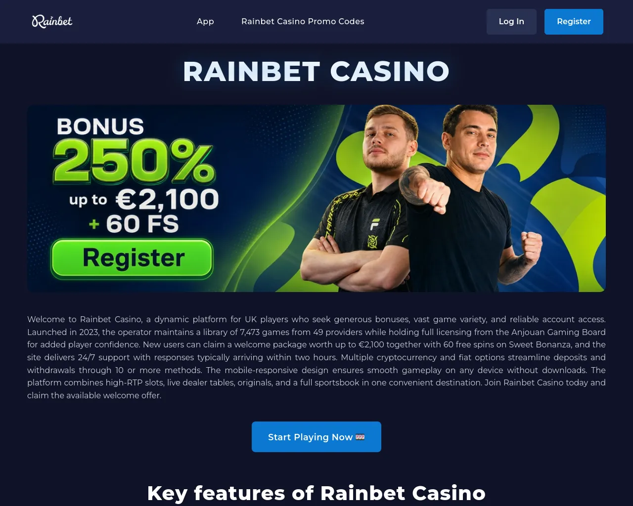 Screenshot of rainbett.uk