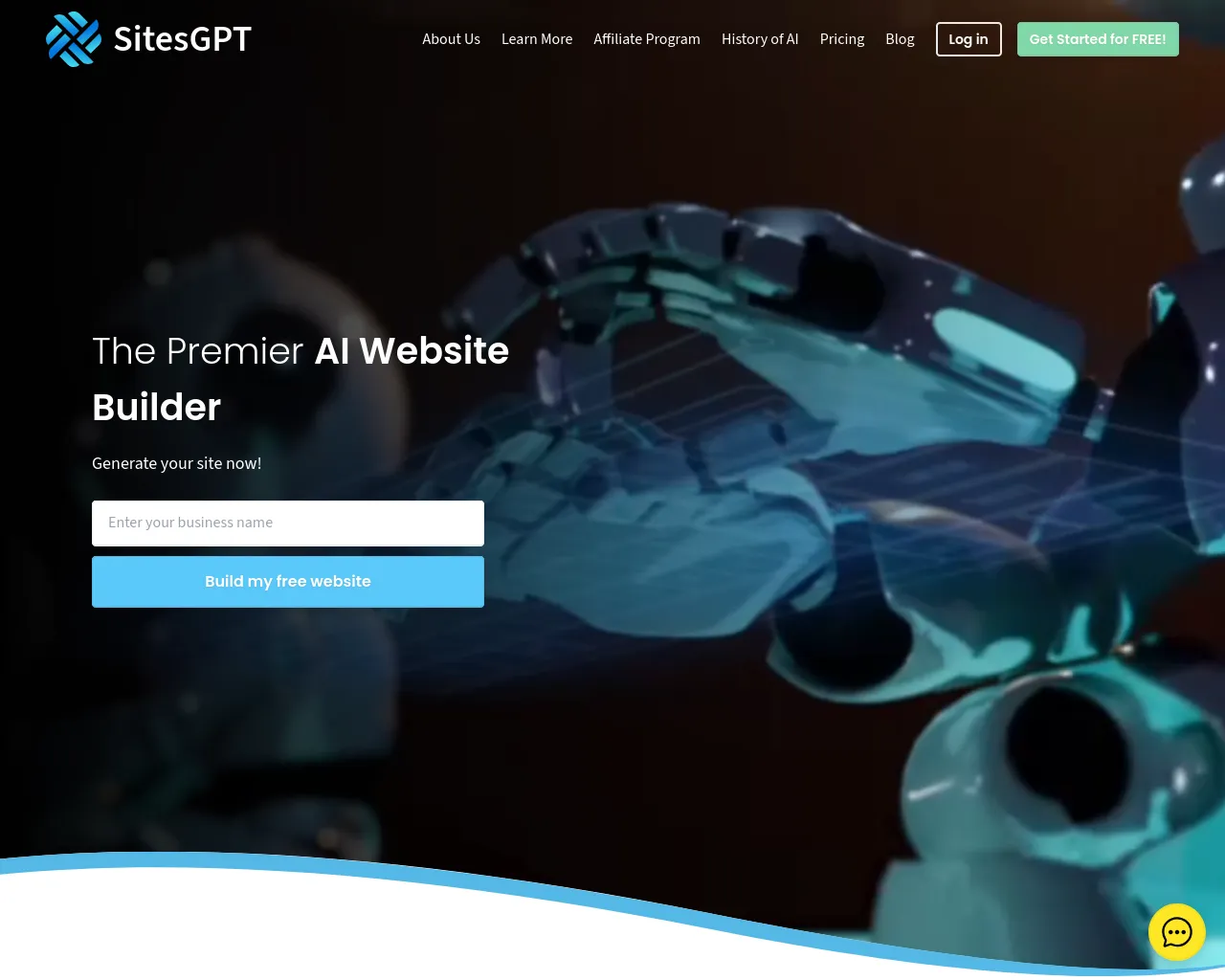 Screenshot of sitesgpt.com