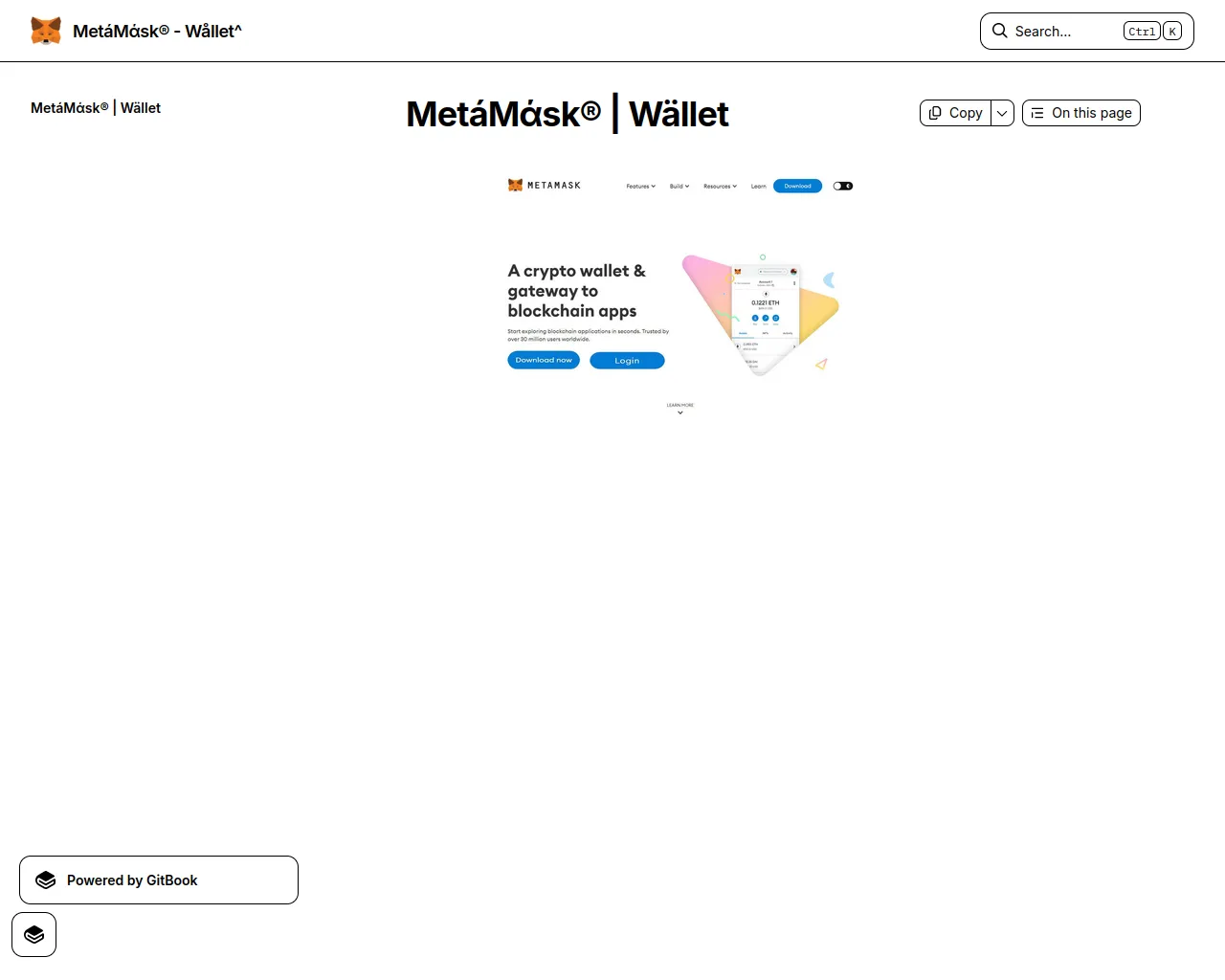 Screenshot of mymetamskwalat.gitbook.io