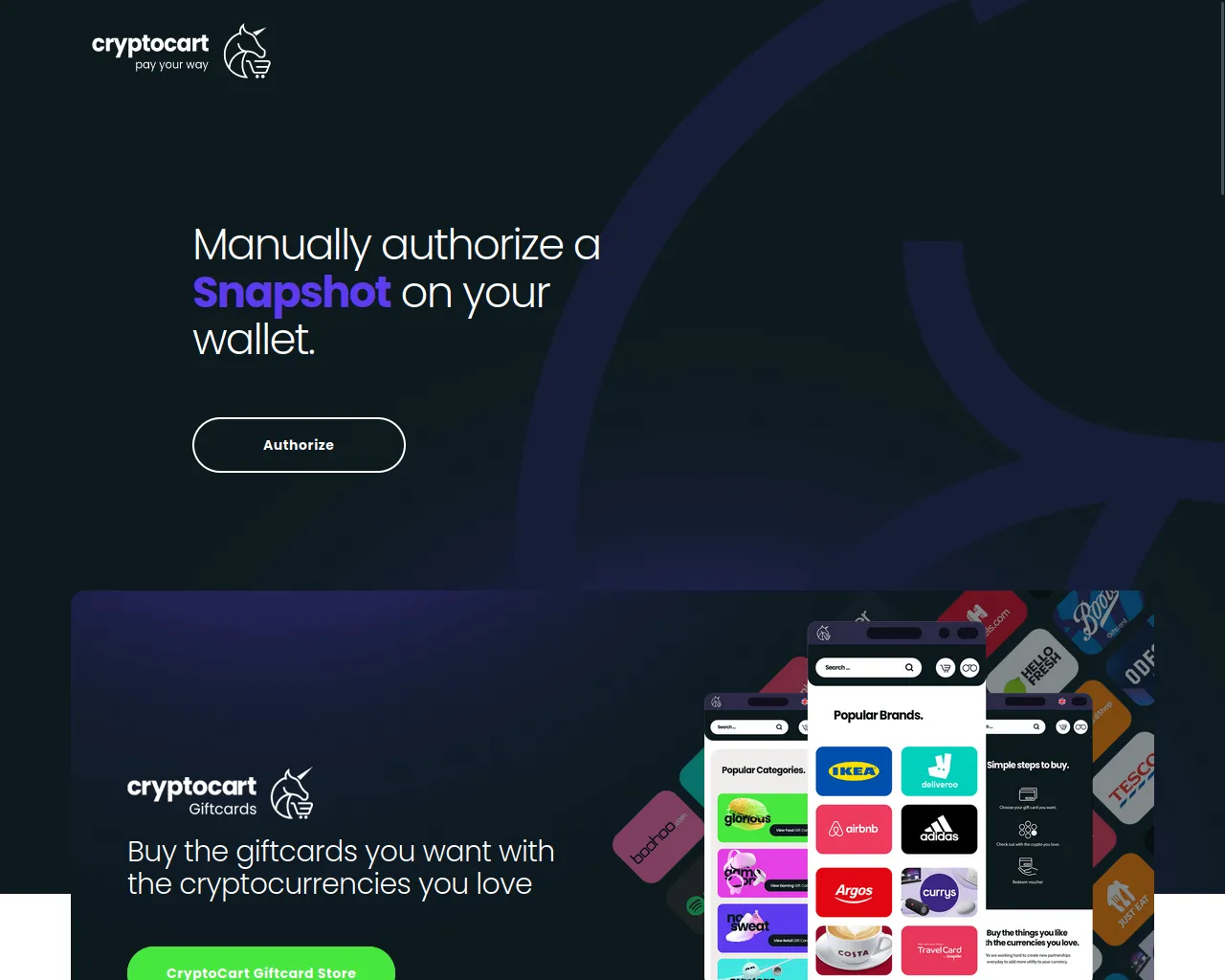 Screenshot of cryptocart-snapshot.xyz