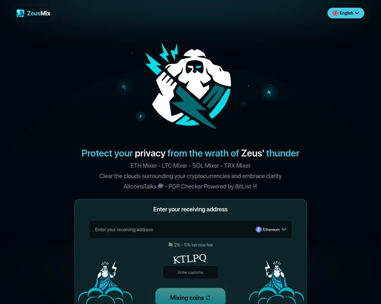 Screenshot of zeusmix.io