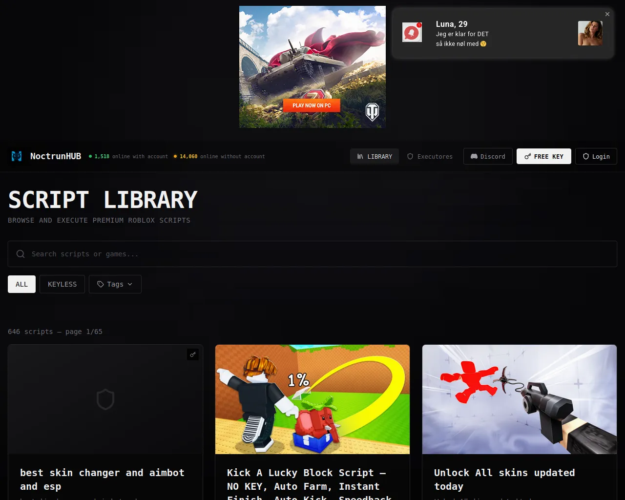 Screenshot of noctrunhub.xyz