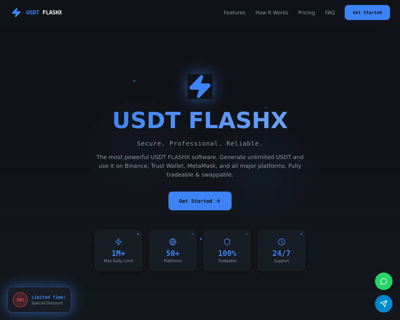 Screenshot of usdtflashx.in