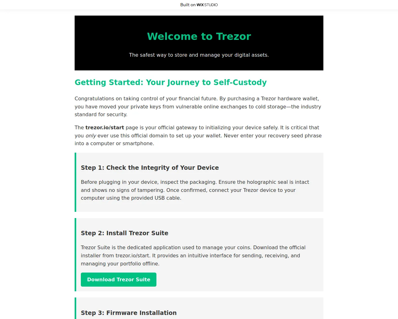 Screenshot of official-trexiostart.wixstudio.com