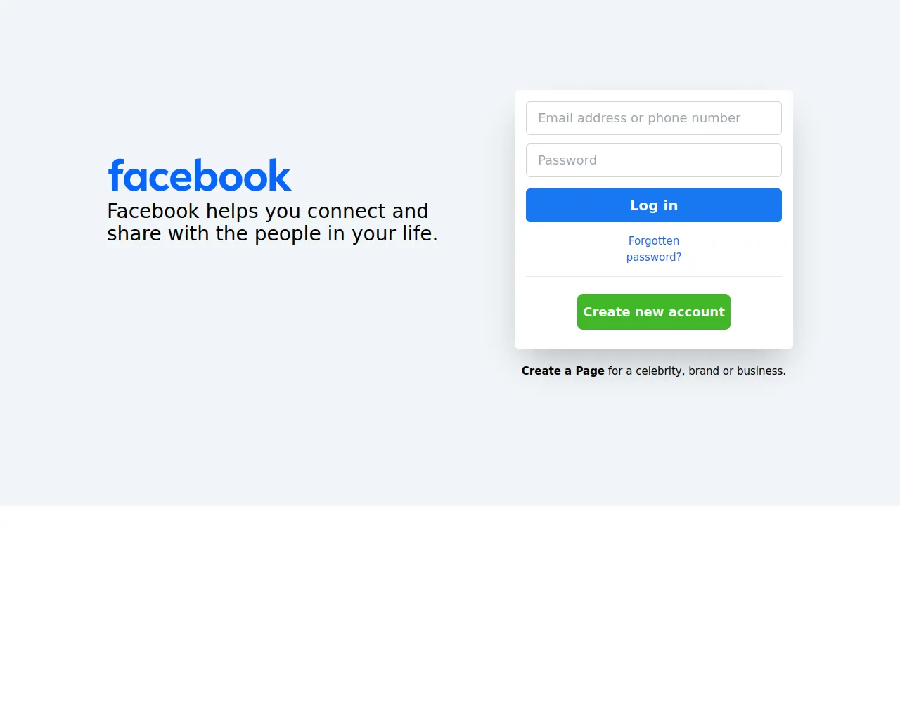 Screenshot of facebook-clone-login.vercel.app