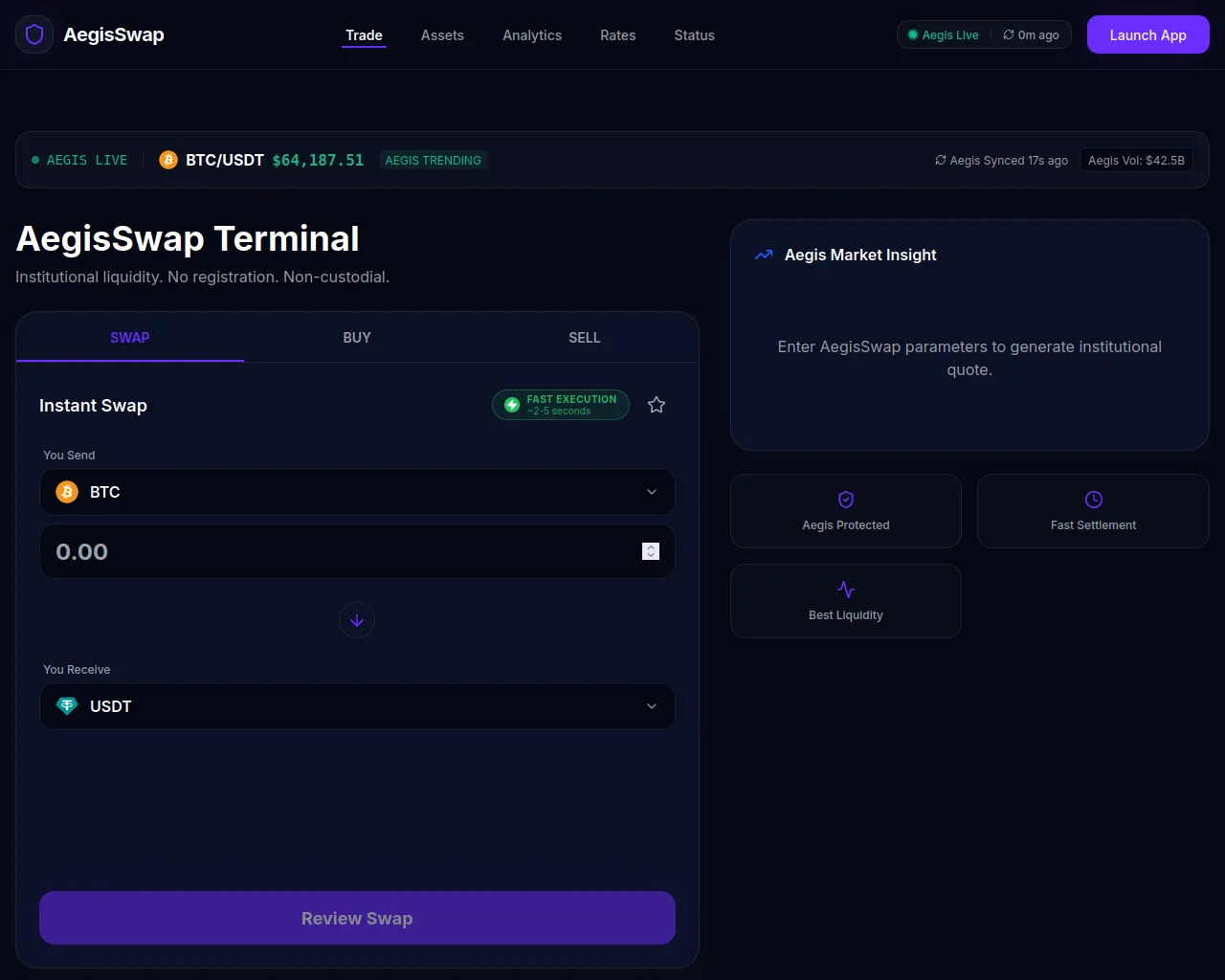 Screenshot of aegisswap.com
