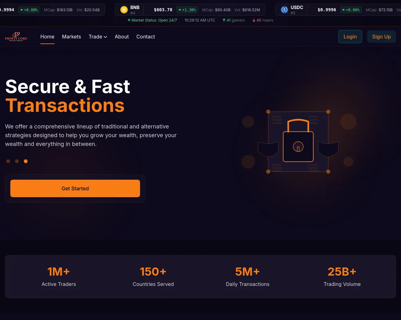 Screenshot of profitcoreinvestment.com