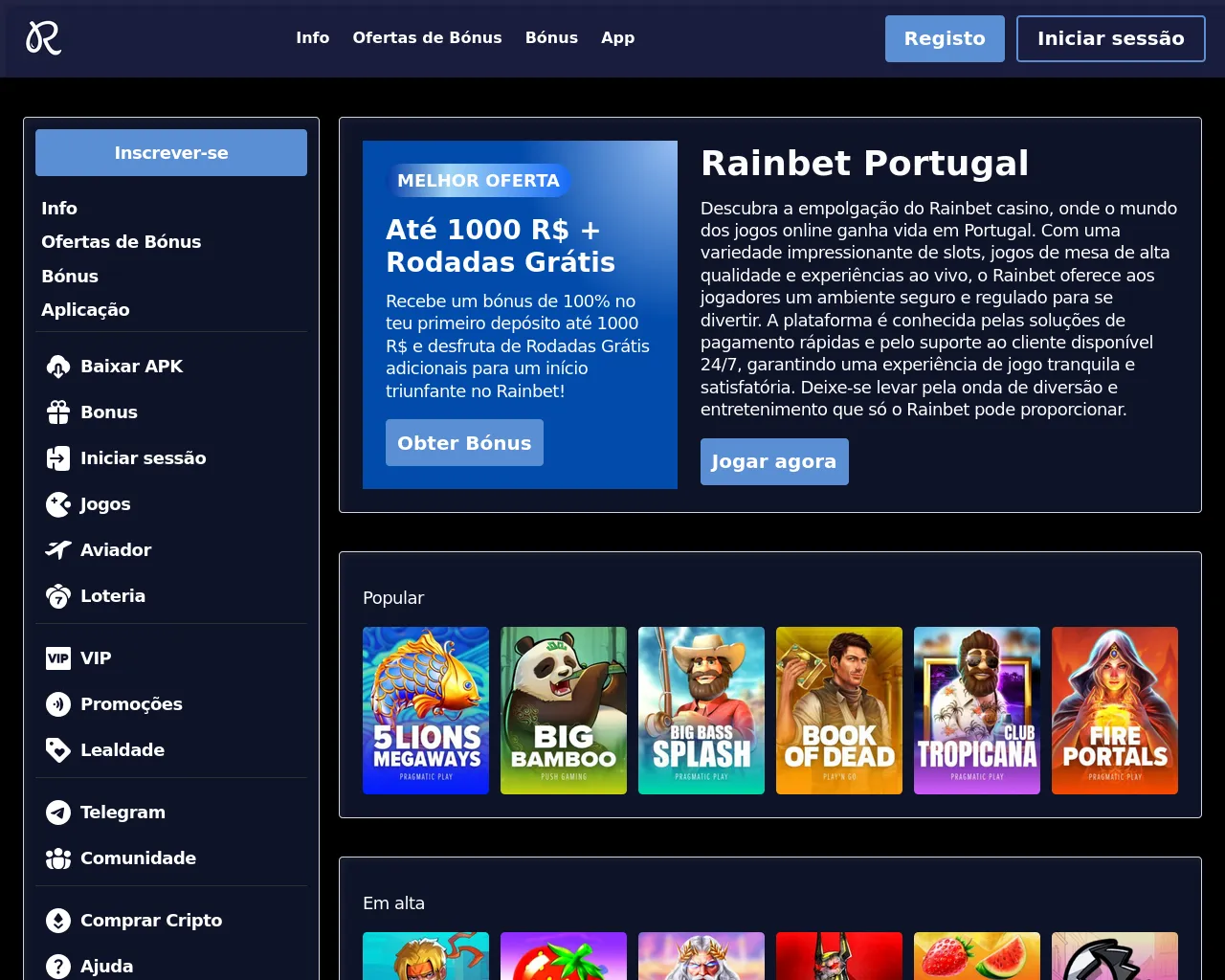 Screenshot of rainbetportugal.com
