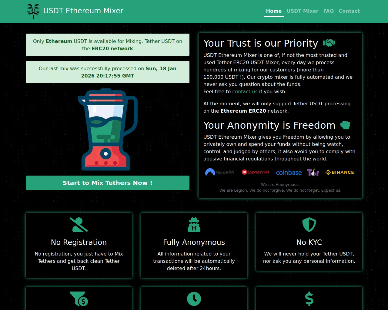 Screenshot of usdt-ethereum-mixer.com