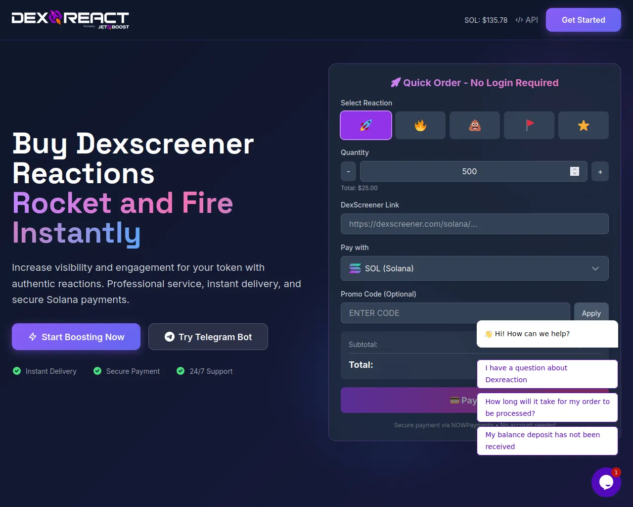 Screenshot of dexreaction.com