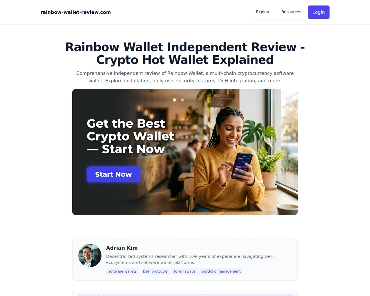 Screenshot of rainbow-wallet-review.com