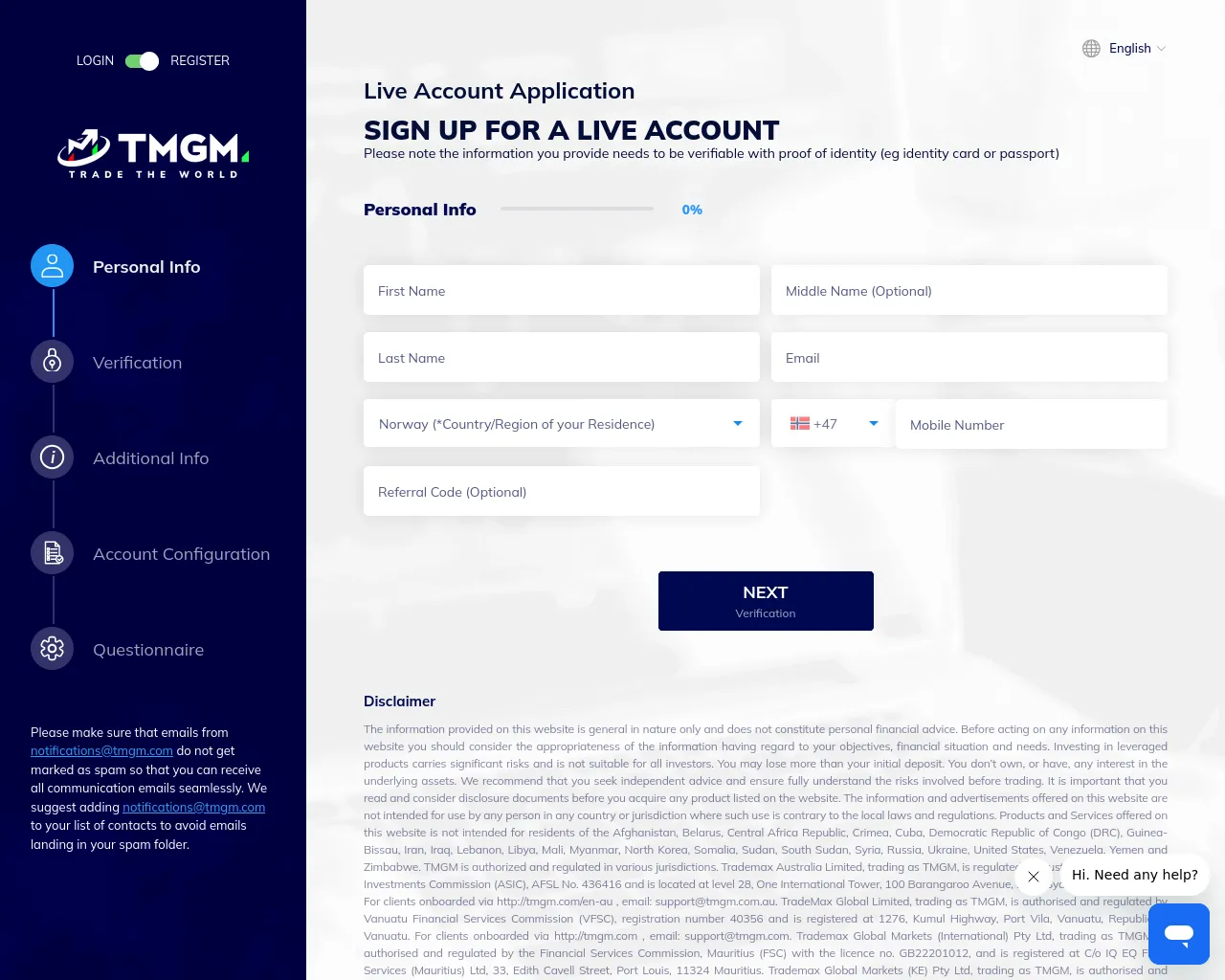 Screenshot of tmgm-indo.com