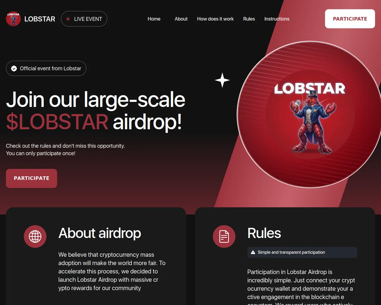 Screenshot of lobstarofficial.xyz