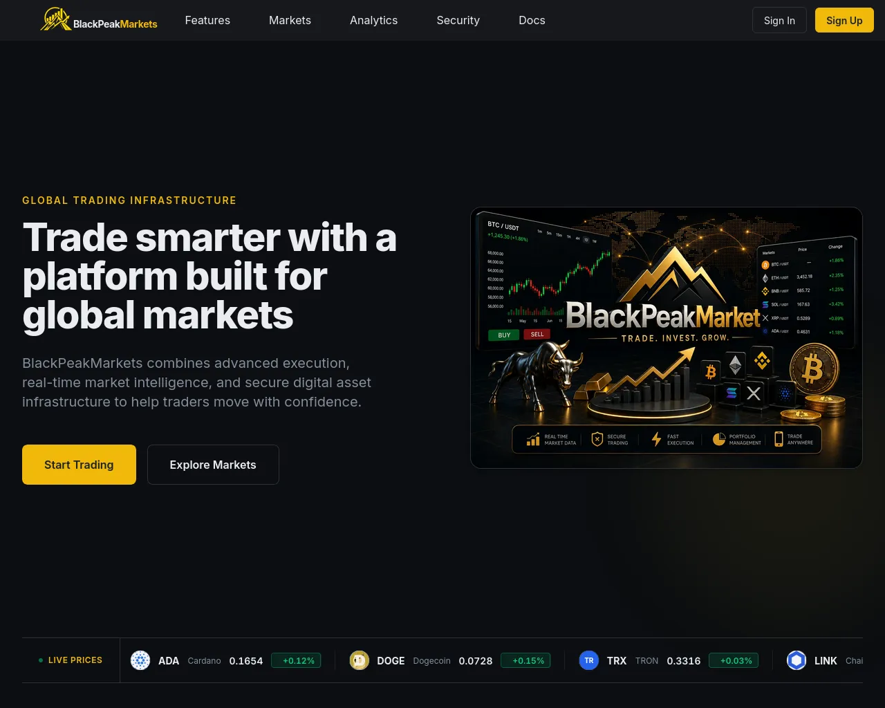Screenshot of blackpeakmarkets.com