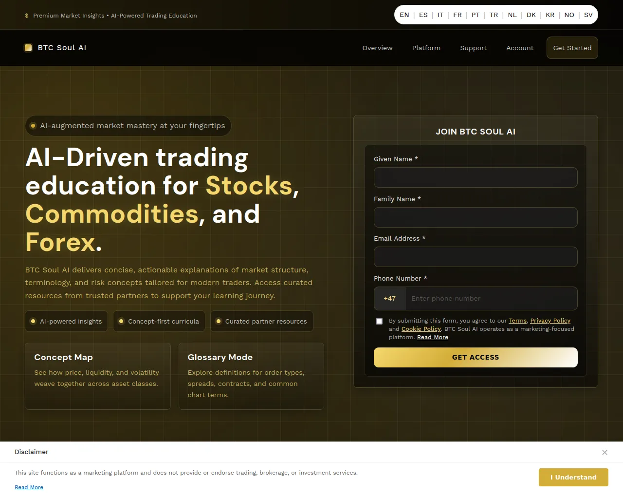 Screenshot of btcsoul-ai-platform.com