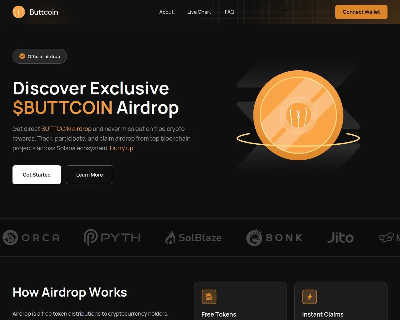 Screenshot of buttcoindrop.xyz