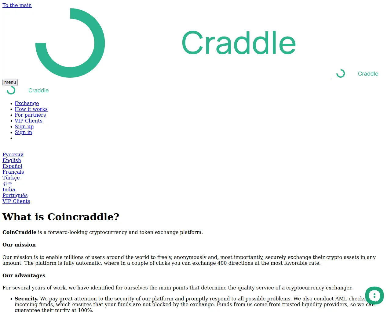 Screenshot of coincraddles.org