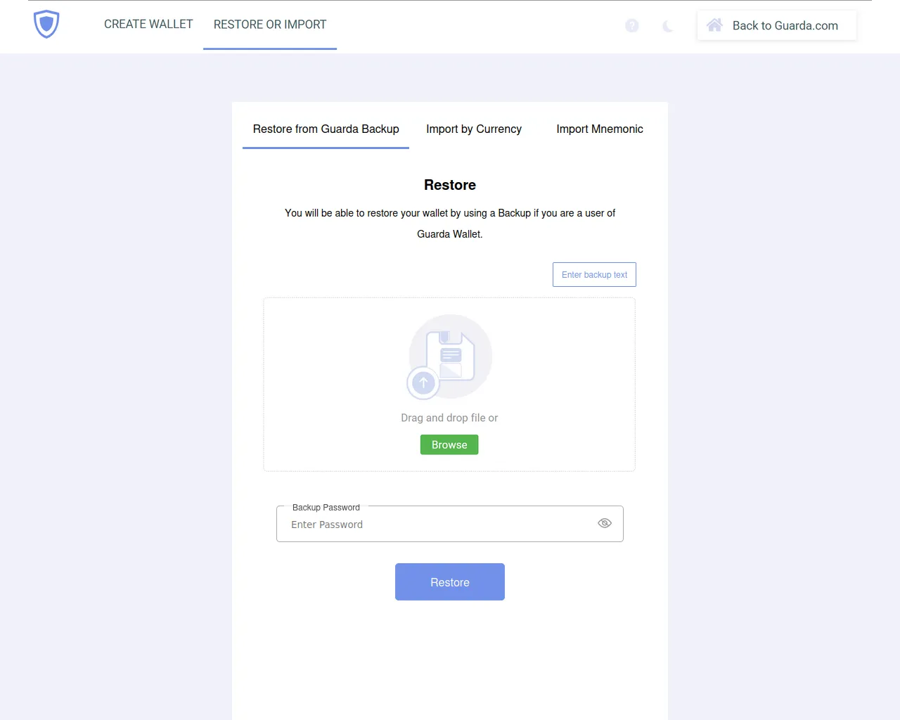 Screenshot of guardawallet.co